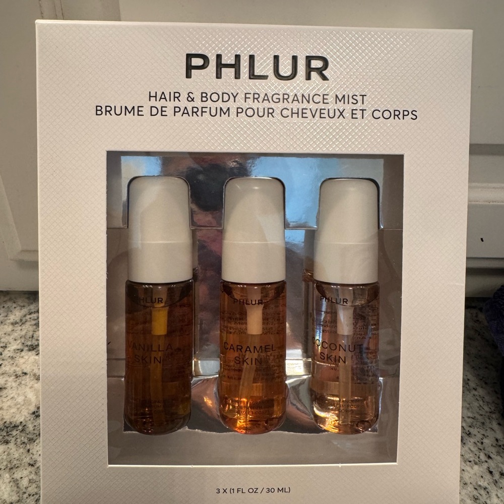 Phlur Hair & Body Fragrance Mist Set
Vanilla Skin, Caramel Skin and Coconut Skin
